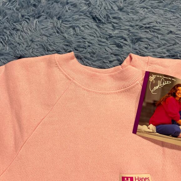 VINTAGE Pink Crewneck Sweater Size Medium Youth Hanes Her Way Classic Outdoor - Picture 8 of 12